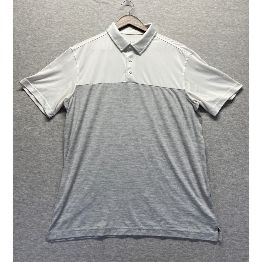 George Polo Shirt Mens Medium (38-40) Heather Gray White Performance Golf Tennis